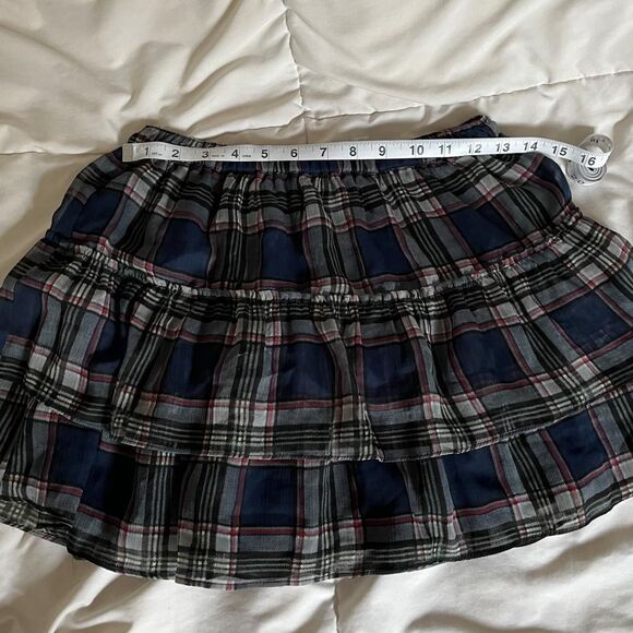 Vintage Y2K School Girl Navy Blue Tiered Plaid Mini Skirt from Charlotte Russe - Picture 4 of 6